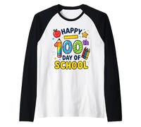 Happy 100th Day Schools Maestro Niños Niños 100 Días de Escuela Camiseta Manga Raglan