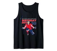 Happy 10th Birthday Boy Hockey Player Ice Hockey Theme Camiseta sin Mangas
