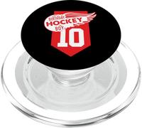 Happy 10th Birthday Boy Red Color Ice Hockey Theme PopSockets PopGrip para MagSafe