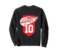 Happy 10th Birthday Boy Red Color Ice Hockey Theme Sudadera
