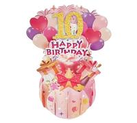 Happy 10th Birthday Pop Up Tarjeta para niña, 10 años de edad, idea de regalo de cumpleaños para hija, sobrina, novia, divertida tarjeta de felicitación 3D para ella