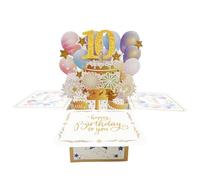 Happy 10th Birthday Pop Up Tarjeta para niña, 10 años de edad, idea de regalo de cumpleaños para hija, sobrina, divertida tarjeta de felicitación 3D para ella 10 cumpleaños