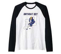 Happy 11th Birthday Boy Hockey Bisonte Hockey Theme Camiseta Manga Raglan