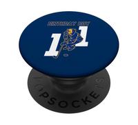 Happy 11th Birthday Boy Hockey Bisonte Hockey Theme PopSockets PopGrip Adhesivo