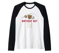 Happy 12th Birthday Boy Ice Hockey Cougar Theme Camiseta Manga Raglan