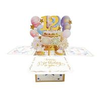 Happy 12th Birthday Pop Up Tarjeta para niña, 12 años de edad, idea de regalo de cumpleaños para hija, sobrina, divertida tarjeta de felicitación 3D para ella 12 cumpleaños