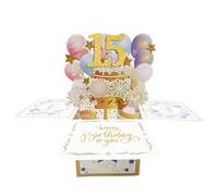 Happy 15th Birthday Pop Up Tarjeta para niña, 15 años de edad, idea de regalo de cumpleaños para hija sobrina, divertida tarjeta de felicitación 3D para 15 cumpleaños para ella