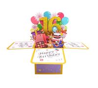 Happy 16th Birthday Pop Up Tarjeta para niña, dulce regalo de cumpleaños de 16 años, idea de regalo de cumpleaños para hija sobrina, divertida tarjeta de felicitación 3D de 16º cumpleaños para ella