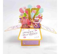 Happy 17th Birthday 17th Birthday Tarjeta de felicitación para niñas, 17 años de edad, idea de regalo de cumpleaños para hija sobrina, divertida tarjeta de felicitación 3D de 17º cumpleaños para ella