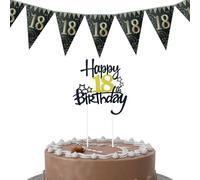 Happy 18th Birthday Cake Topper Decoración De Pastel Cumpleaños Purpurina,Adornos Tartas Para Chicos Chicas Fiesta De Cumpleaños Número 18