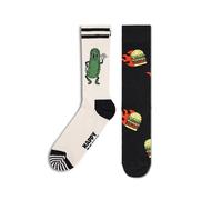Happy 2-Pack Burger & Pickle Mix calcetines de algodón de colores con estampados divertidos