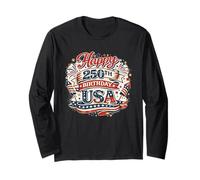 Happy 250th Birthday USA 1776 2026 Patriotic USA Manga Larga