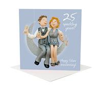 Happy 25th Silver Anniversary Greeting Card One Lump or Two Holy Mackerel Cards