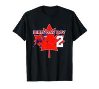 Happy 2nd Birthday Boy Canada Maple Leaf Hockey sobre Hielo Camiseta