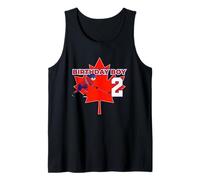 Happy 2nd Birthday Boy Canada Maple Leaf Hockey sobre Hielo Camiseta sin Mangas