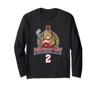 Happy 2nd Birthday Boy Little Roman Warrior Hockey sobre Hielo Manga Larga