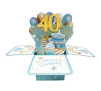 Happy 40th Birthday Pop Up Tarjeta para hombres y mujeres, 40 años de edad, idea de regalo de cumpleaños para novio, novia, hija, sobrina, hijo, sobrino, divertida tarjeta de felicitación 3D para 40