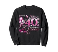 Happy 40th Birthday Queen Pink Wine 40 Years Old Women Sudadera