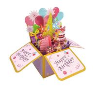 Happy 4th Birthday 4th Birthday 4th Birthday Pop Up Tarjeta de felicitación para niñas, 4 años de edad, idea de regalo de cumpleaños para hija sobrina, divertida tarjeta de felicitación 3D para 4º