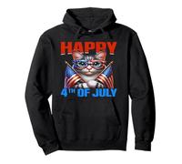 Happy 4th of July American Flag Men Women 4th of July Cat Sudadera con Capucha