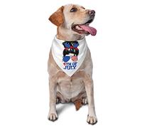 Happy 4th of July Independence Day Spring Dog Bandanas Boy Bulk Puppy Pañuelo Ajustable Triángulo Suave Baberos Accesorios para Perros Pequeños Medianos Grandes Gatos Blanco