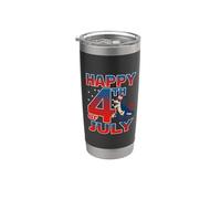 Happy 4th Of July T Rex Dinosaur American Flag Patriotic Vaso térmico de acero inoxidable de doble pared