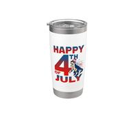 Happy 4th Of July T Rex Dinosaur American Flag Patriotic Vaso térmico de acero inoxidable de doble pared
