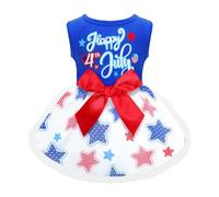 Happy 4th of July - Vestido patriótico de tul para perro con lazo rojo, día independiente, ropa para perros pequeños, cachorros, gatos y niñas