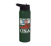 Happy 4th of July you can't spell sausage without Usa Stainless Steel Insulated Water Bottle