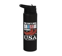 Happy 4th of July you can't spell sausage without Usa Stainless Steel Insulated Water Bottle