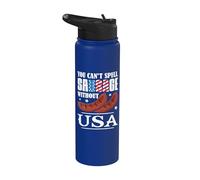 Happy 4th of July you can't spell sausage without Usa Stainless Steel Insulated Water Bottle