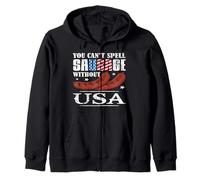 Happy 4th of July You Can't Spell Sausage Without USA Sudadera con Capucha