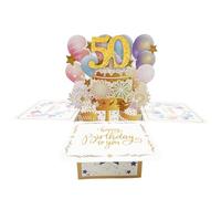 Happy 50th Birthday Pop Up Tarjeta para mujeres, 50 años de edad, idea de regalo de cumpleaños para mamá, amiga, tía, colegas, divertida tarjeta de felicitación 3D para ella