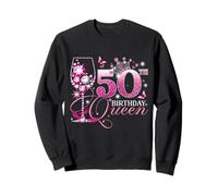 Happy 50th Birthday Queen Pink Wine 50 Years Old Women Sudadera