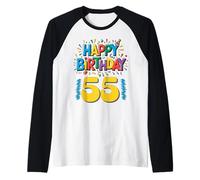 Happy 55th Birthday Apparel Bold Milestone Camiseta Manga Raglan