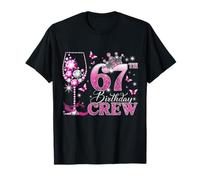 Happy 67th Birthday Crew Pink Wine 67 Years Old Queen Camiseta