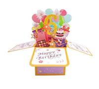Happy 6th Birthday 6th Birthday 6th Birthday Pop Up Tarjeta de felicitación para niñas, 6 años de edad, idea de regalo de cumpleaños para hija sobrina, divertida tarjeta de felicitación 3D de 6º
