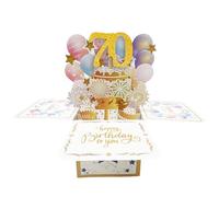 Happy 70th Birthday Pop Up Tarjeta para mujeres, 70 años de edad, idea de regalo de cumpleaños para mamá, amiga, tía, colegas, divertida tarjeta de felicitación 3D para ella