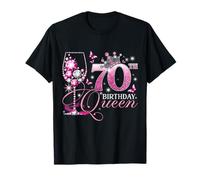 Happy 70th Birthday Queen Pink Wine 70 Years Old Women Camiseta