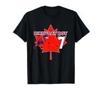 Happy 7th Birthday Boy Canada Maple Leaf Hockey sobre Hielo Camiseta