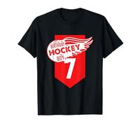 Happy 7th Birthday Boy Red Color Ice Hockey Theme Camiseta