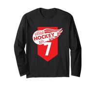Happy 7th Birthday Boy Red Color Ice Hockey Theme Manga Larga
