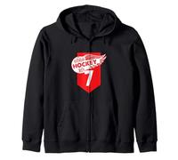 Happy 7th Birthday Boy Red Color Ice Hockey Theme Sudadera con Capucha