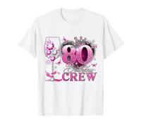 Happy 80th Birthday Crew Pink Wine 80 Years Old Queen Camiseta