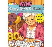 Happy 80th Birthday Nan Word Search: 80th Birthday Gift Nan UK | Gifts for Grandma Present for Senior | 80 Year old Gift | 80th Gift for Women | ... | Fun Gift Elderly | Grandma 80th Present