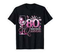 Happy 80th Birthday Queen Pink Wine 80 Years Old Women Camiseta