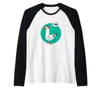 Happy As a Seagull Yummy Fish Food, Funny Seagull Cartoon Camiseta Manga Raglan