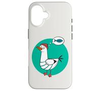 Happy As a Seagull Yummy Fish Food, Funny Seagull Cartoon Carcasa para iPhone 16