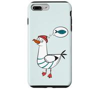 Happy As a Seagull Yummy Fish Food, Funny Seagull Cartoon Carcasa para iPhone 7 Plus/8 Plus