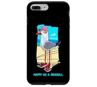 Happy As a Seagull Yummy Fish Food, Funny Seagull Cartoon Carcasa para iPhone 7 Plus/8 Plus